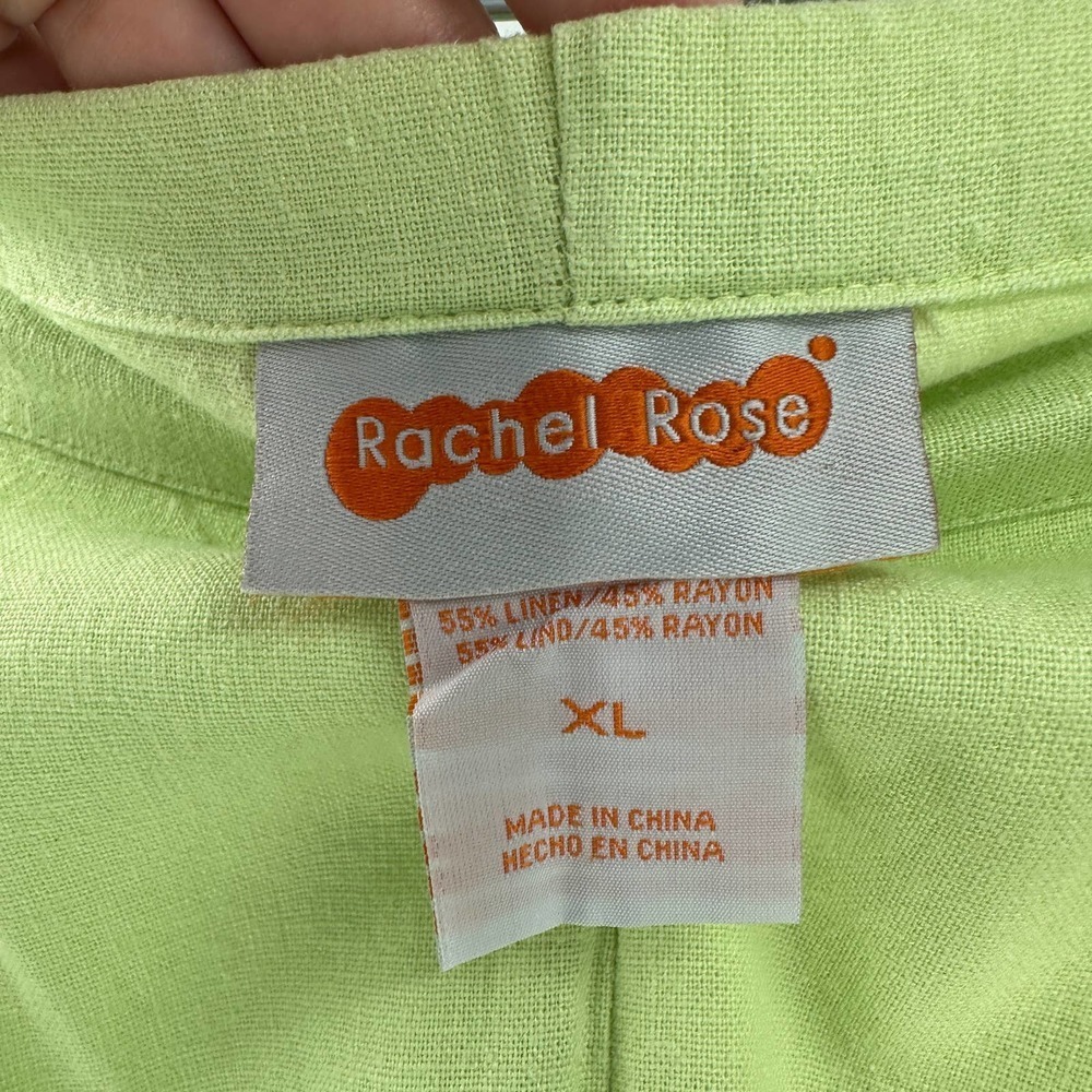 Rachel Rose Green Linen Eyelet Embroidered Wide Leg Pants - Picture 6 of 12